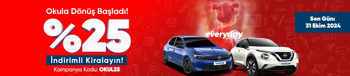 Back to School has begun! Rent a Car with 25% Discount with Everyday!