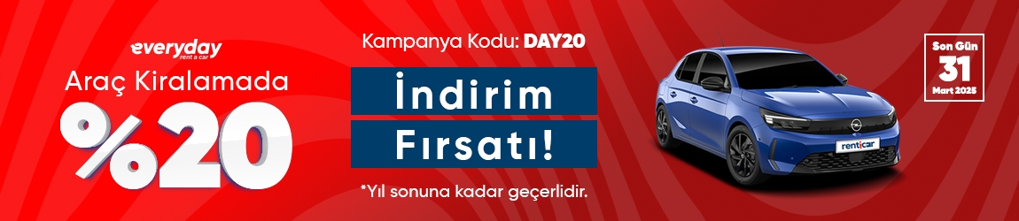 Everyday ile Araç Kiralamada %20 İndirim Fırsatı! 