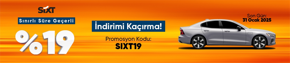 Sixt Araçlarında Sınırlı Süre Geçerli %19 İndirim!