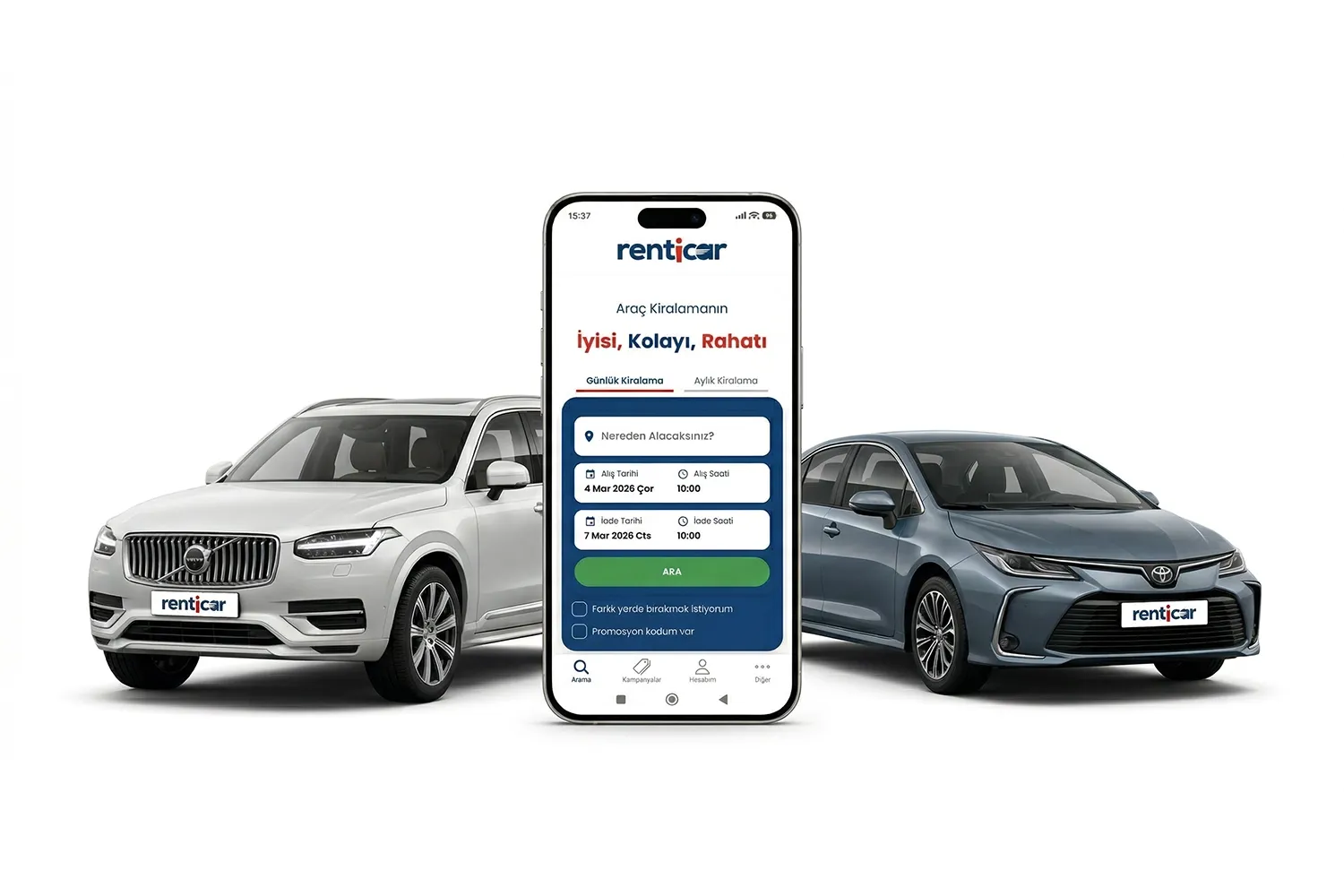 RentiCar Mobile App: Easy Car Rental in 3 Steps